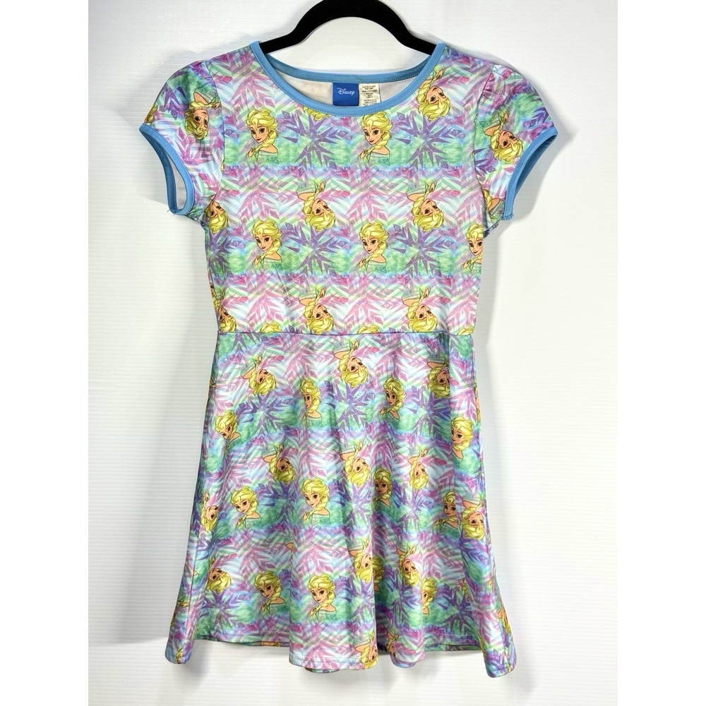 Disney Frozen Elsa Dress Light Blue Girls Size Large (10-12) Skater Fit Flare
